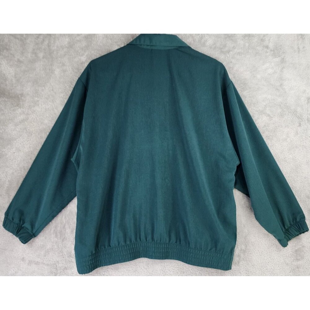GW Jacket Womens Medium Petite Green Floral Button Up Vintage Bomber Made In USA - Picture 2 of 12